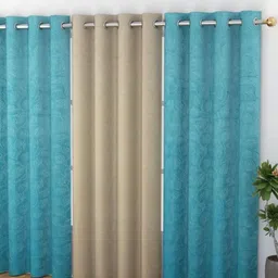 Galaxy Home Decor Multicoloured Set of 3 Room Darkening Door Curtain-image-70