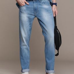 WROGN Men Slim Fit Low Distress Heavy Fade Stretchable Jeans-image-33