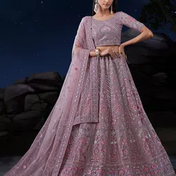 ODETTE Embroidered Sequinned Semi-Stitched Lehenga & Blouse With Dupatta-26