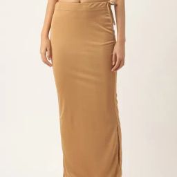 Ms.Lingies Beige Plain Saree Shapewear-27