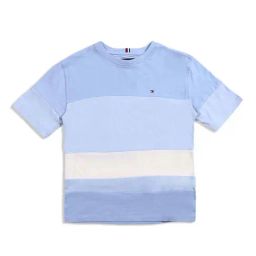 Tommy Hilfiger Kids Pearly Blue Cotton Color Block T-Shirt-image-57