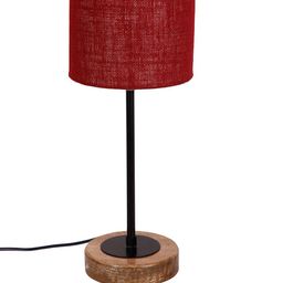 Devansh Maroon & Black Self Design Traditional Buffet Table Lamp with Shade image 4
