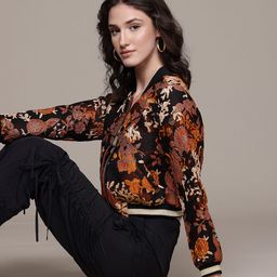 Label Ritu Kumar Floral Jacquard Bomber Jacket-image-65