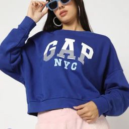 GAP Blue Cotton Printed Long Sleeves Sweatshirt-image-63