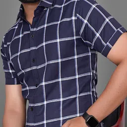 Metronaut Men Spread Collar Windowpane Checked Cotton Casual Shirt-image-72