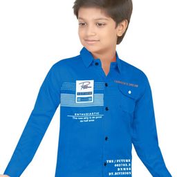 BAESD Boys Classic Regular Fit Spread Collar Typography Printed Cotton Casual Shirt-image-64