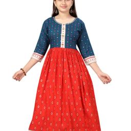 Aarika Kids Blue & Coral Printed Kurti-image-55