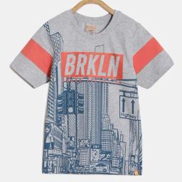 Dixcy Scott Originals Kids Grey & Blue Cotton Printed T-Shirt-image-33