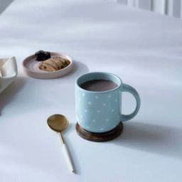 ellementry Blue Ceramic Coffee Mug with Lid (250 ml) - Set of 1-48