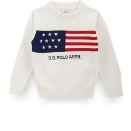 U.S. Polo Assn. Kids White Self Design Full Sleeves Sweater-picture-8