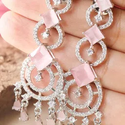 Manuvi Jewels Women Pink Earrings-4