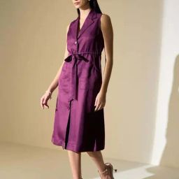 SALT Attire Purple Plain Dress-image-54