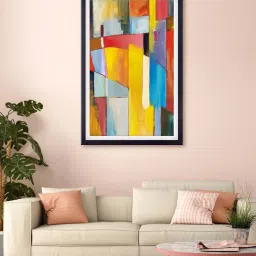 999store Multicolor Abstract Printed Canvas Painting image 1