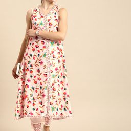 Anouk Floral Printed Regular A-Line Kurta with Trousers-43