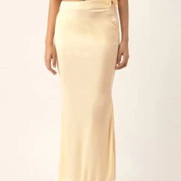 Ms.Lingies Cream Plain Saree Shapewear-51