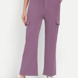 Broadstar Violet Relaxed Fit High Rise Cargo Pants-image-92