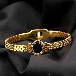 VAMA Gold-Plated Stainless Steel Roman Numerals Bangle-Style Bracelet-image-31