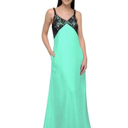 PATRORNA Light Green Lace Nighty-image-94