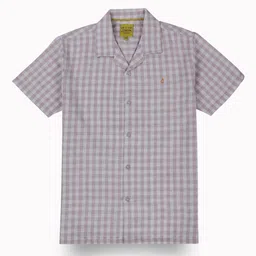 Gini and Jony Boys Standard Cuban Collar Gingham Checked Cotton Casual Shirt-image-96