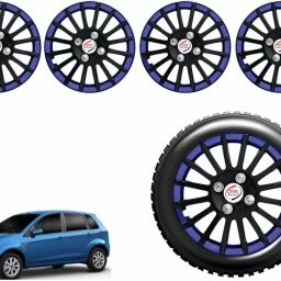 Auto Pearl CBB22 R14 35.56 cm (14 Inch) Press Type Wheel Hubcap with Retention Ring Glossy Black Blue Wheel Cover for ford Figo (Set of 4)-image-80