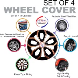 Auto Pearl Co55 14 in 35.56 cm (14 Inch) ch PPress Type Wheel Cap Hubcap with Retention Ring Glossy Black Wheel Cover for Nissan Micra (Set of 4)-image-83