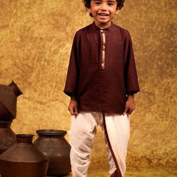 MIRALI Boys Band Collar Pure Cotton Short Kurta-image-59