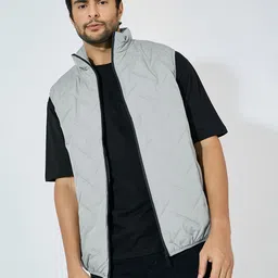 Styli Men Mock Collar Solid Casual Puffer Jacket-picture-10