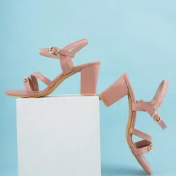 Scentra Women's SPAIN Peach Ankle Strap Sandals-picture-49