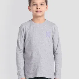 U.S. Polo Assn. Kids Grey Melange Textured Full Sleeves T-Shirt-image-48