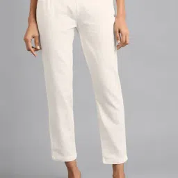 W White Regular Fit Straight Flat Front Trousers-23