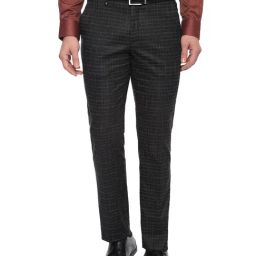 V Dot by Van Heusen Black Skinny Fit Checks Trousers-image-16