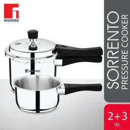 Bergner Sorrento Stainless Steel Induction Base Pressure Cookers Combo with Outer Lid (2 L & 3 L)-2