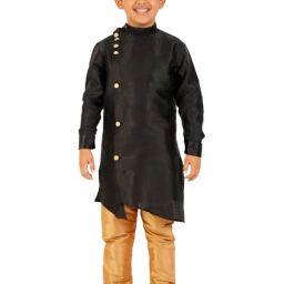 Pro-Ethic Style Developer Kids Black & Beige Solid Full Sleeves Kurta with Pyjamas-image-14