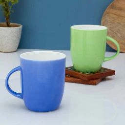 Clay Craft Fine Blue & Green Ceramic Milk Mug (0.34 L) - Set of 2-image-79