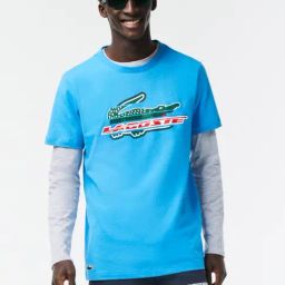 Lacoste Blue Cotton Regular Fit Printed Sports T-Shirt-image-48