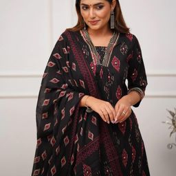 klosia Women's Viscose Printed A-Line Kurta And Pant Set With Dupatta | Kurta Set | Ethnic Set | Dupatta Set | Ethnic Set | Kurta Pant image 2