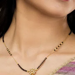 SHWENIT JEWELS Gold-Plated Kundan Stone Studded and Beaded Mangalsutra-27