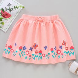 Babyhug Knee Length Skirt Floral Print - Pink-image-105