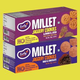 Early Foods Assorted Ragi Choco & Ajwain Jeera Jaggery Cookies  Pack of 2 - 130 g Each-image-49