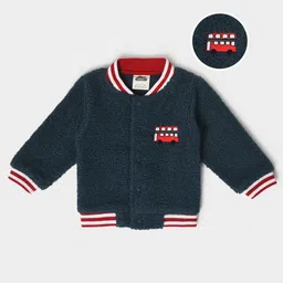 Mi Arcus Full Sleeves Fur Detailed Bus Embroidered Winter Jacket - Navy Blue-picture-17