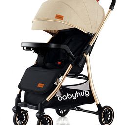 Babyhug  Stroller with Reversible Handle Adjustable Backrest & Canopy - Khaki-25