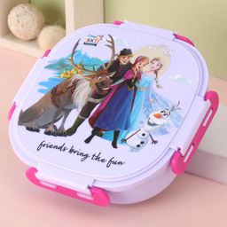 Disney Frozen Baker Insulated 3 Grid Bento Printed Lunch Box with Stainless Steel Inner &  Steel Spoon -  White-image-85
