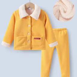 Kookie Kids Full Sleeves Collared Winter Wear Suit - Yellow-picture-46