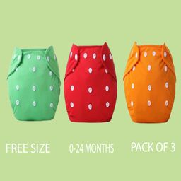 The Cheeky Kidzz Fashionable Trendy Pack of 3 Baby Reusable Cloth Diapers All in One Adjustable Pocket Style Nappies Washable Durable With Combo(MULTI-COLOR)-3