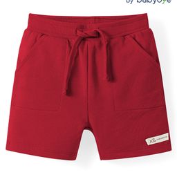 Babyoye 100% Cotton Knit Solid Dyed Shorts - Red-image-41