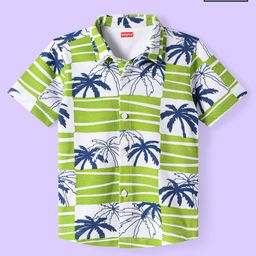 Babyhug Cotton Knit Half SleevesShirt with Tropical Theme Print - Light Green-image-93