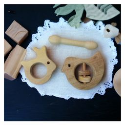 neemtoys Beautiful Dove Rattle & Dumbbell & Rabbit Shaped Teethers made from Pure Neem Wood-14