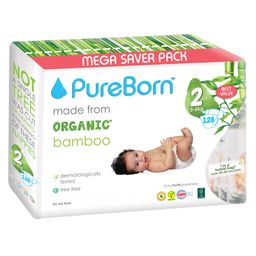 PureBorn Organic Disposable Baby Diapers I Super Soft I Maximum Leakage Protection I Made with Organic Bamboo I Master (Pack Of 128 Pcs), Size 2 (3-6 Kg)-15
