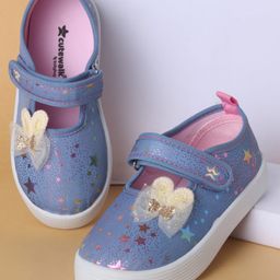 Cute Walk by Babyhug Casual Shoes with Velcro Closure Star Print & Bunny Ear Bow Applique - Blue-image-68