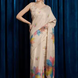 Mitera Floral Linen Blend Saree-picture-16